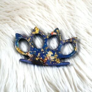 Blue Marble Floral Resin Decorative Keychain Accessory (Z085)